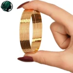 النگو زنانه آیینه ای ضمانت رنگ ضخامت ۳ میل آبکاری طلایی - Image 3