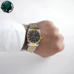 ست ساعت رولکس دیت جاست مردانه و زنانه صفحه مشکی 2649 - Image 5