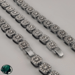 گردنبند چین chain استیل نگین‌دار طرح مربعی - Image 2